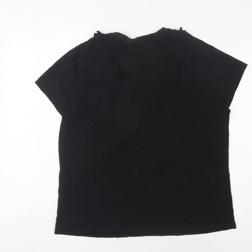 V by Very Women's Black T-Shirt Size 16 Casual Ruffle