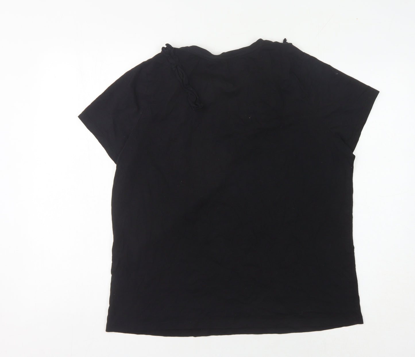 V by Very Women's Black T-Shirt Size 16 Casual Ruffle