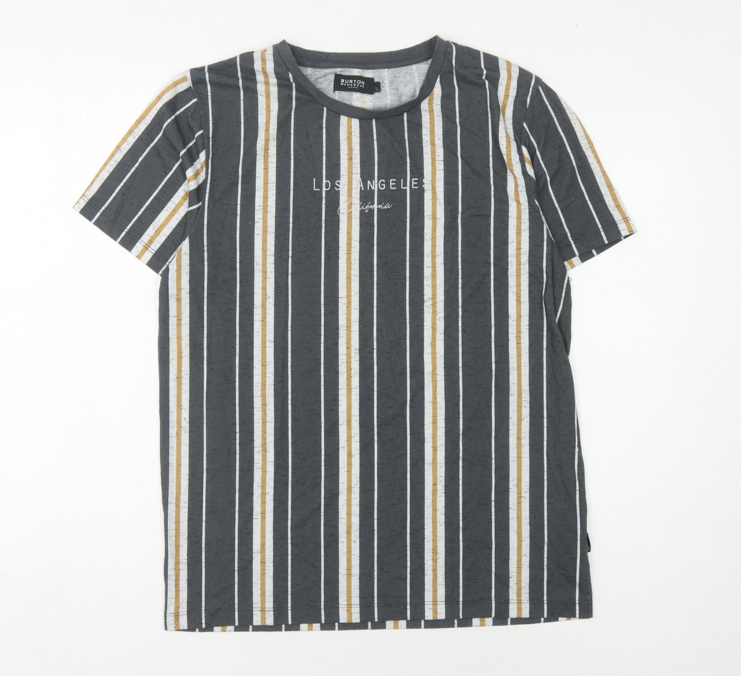 Burton Men's Multicoloured Striped Crew Neck T-Shirt M