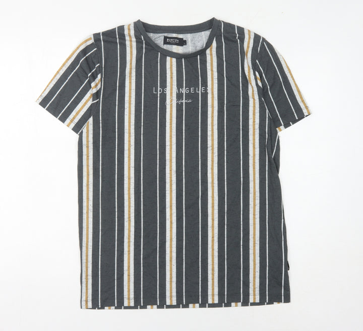 Burton Men's Multicoloured Striped Crew Neck T-Shirt M