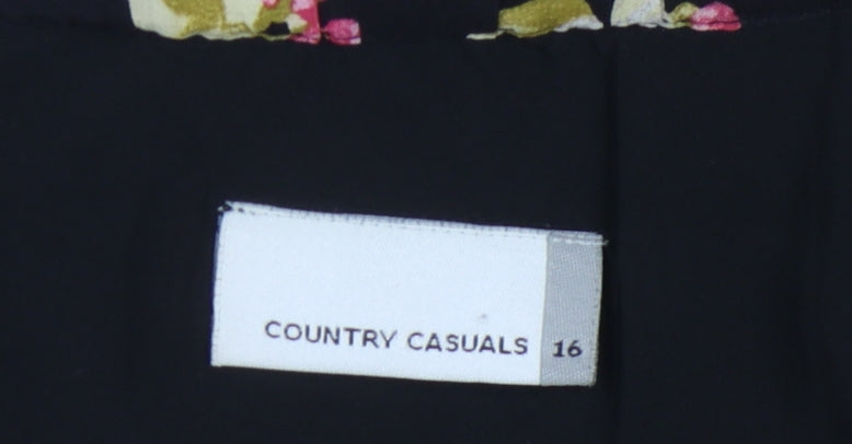 Country Casuals Women's Black Floral Silk Midi Skirt 16
