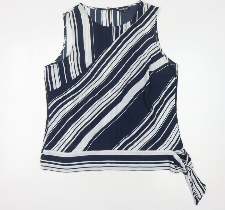 Debenhams Women's Blue Striped Sleeveless Blouse Size 18