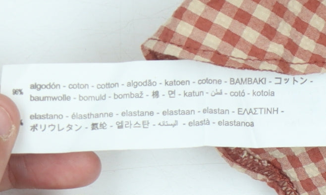 Zara Women's Red Check Cropped Tank Top - XS