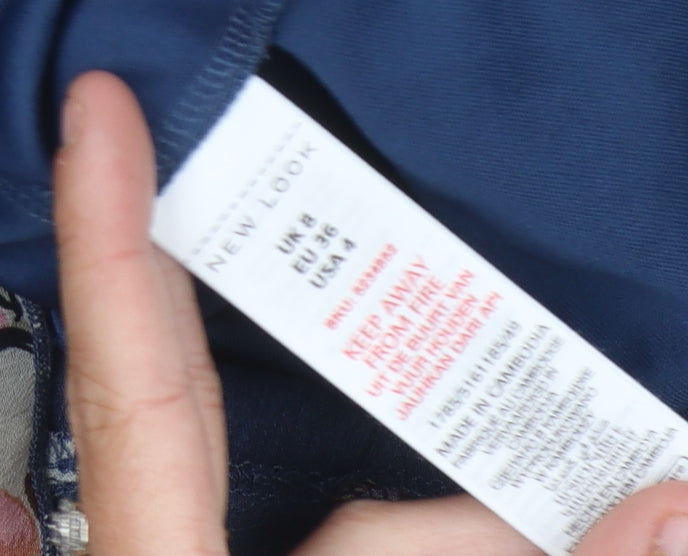 New Look Women's Blue Floral Playsuit Size 8