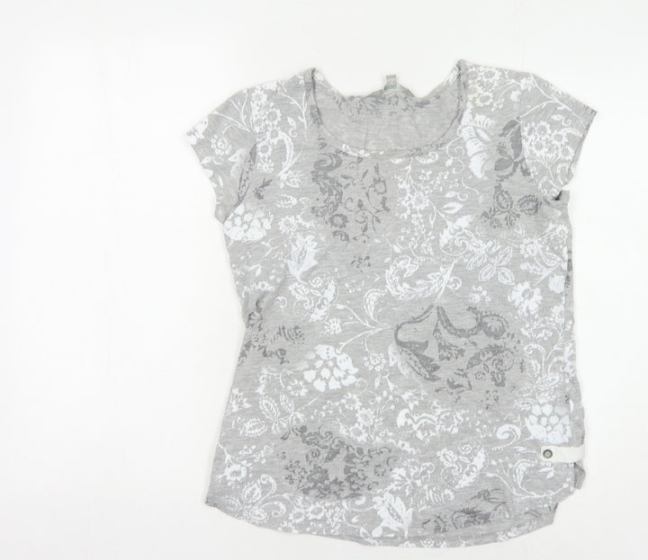 Yarra Trail Women's Grey Floral T-Shirt, Size S, Casual