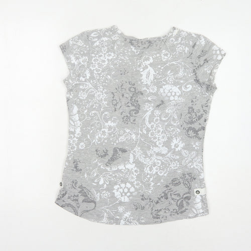 Yarra Trail Women's Grey Floral T-Shirt, Size S, Casual