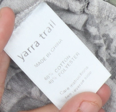 Yarra Trail Women's Grey Floral T-Shirt, Size S, Casual