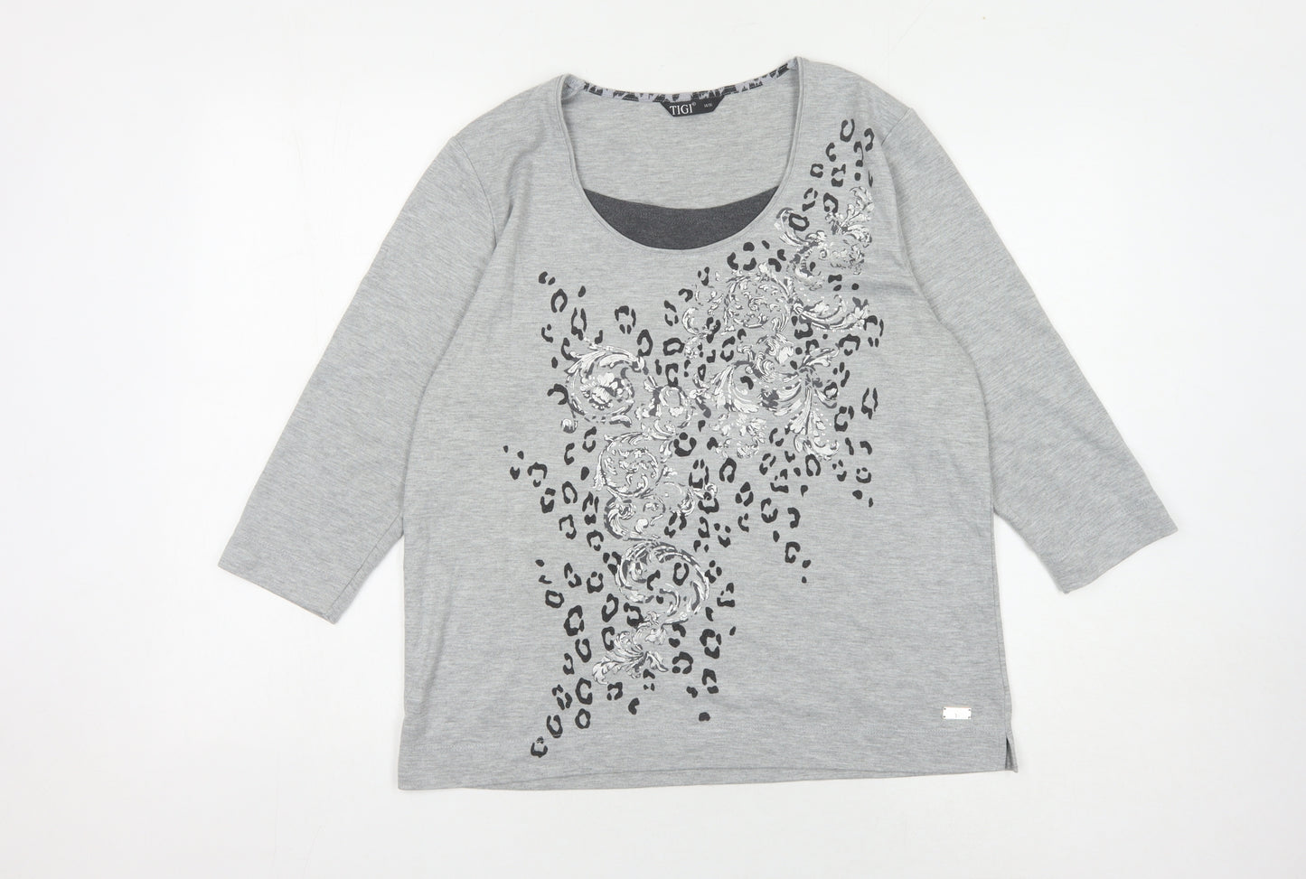 TIGI Women's Grey Animal Print T-Shirt Size 14