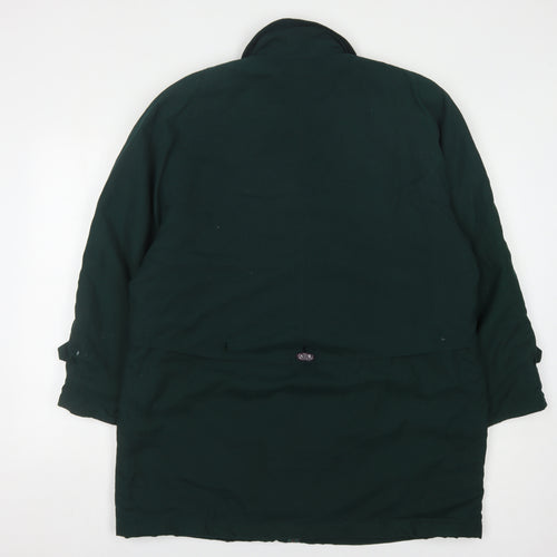 NUAGE Women's Green Long Coat, Size 16, Button Accent