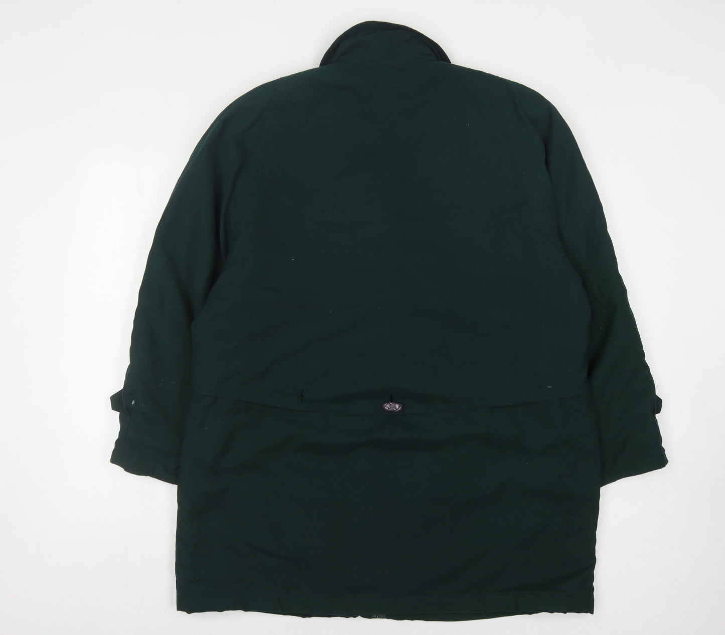 NUAGE Women's Green Long Coat, Size 16, Button Accent