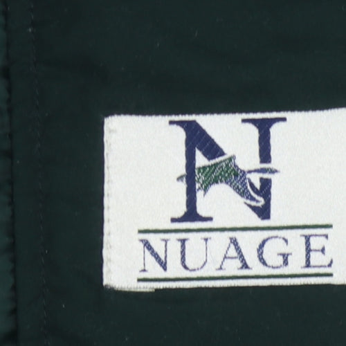 NUAGE Women's Green Long Coat, Size 16, Button Accent