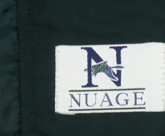 NUAGE Women's Green Long Coat, Size 16, Button Accent