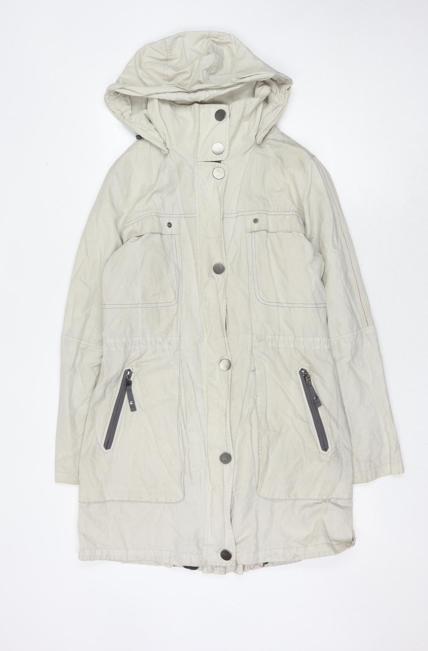 A. Loft Pedersen Women's Beige Long Hooded Coat Size 8
