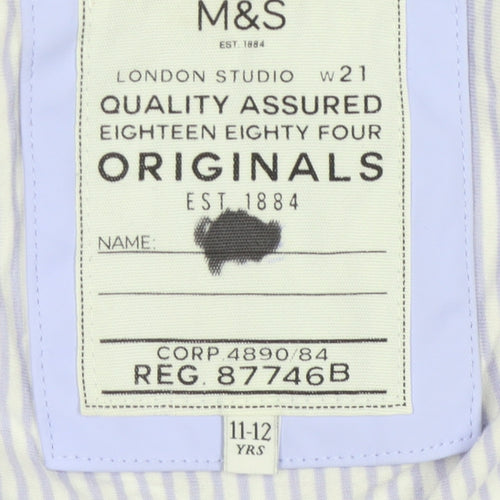 Marks and Spencer Girls Blue Rain Coat, 11-12 Years, Hooded