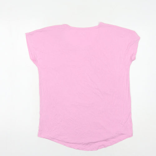 Lands' End Women Pink T-Shirt, S, Casual, Lightweight