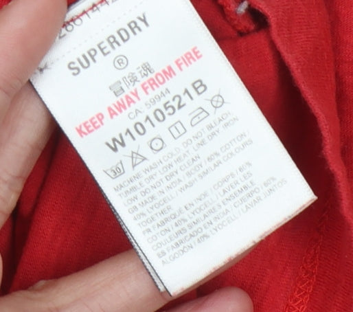 Superdry Women's Red Basic V-Neck T-Shirt - Size 2