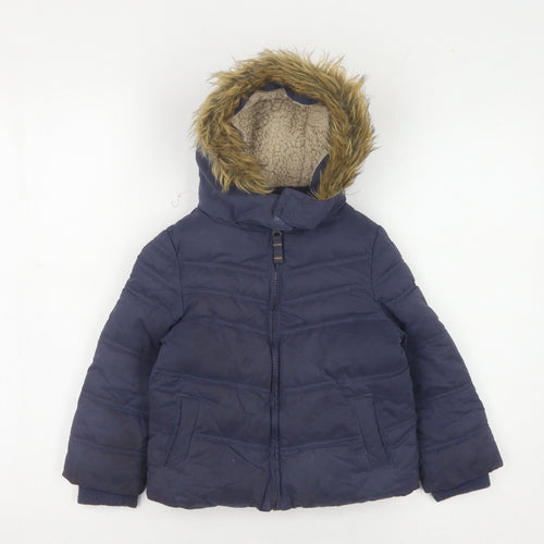 FatFace Girls Blue Puffer Jacket Size 2-3Y Hooded Winter