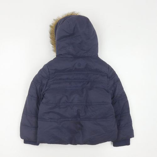 FatFace Girls Blue Puffer Jacket Size 2-3Y Hooded Winter