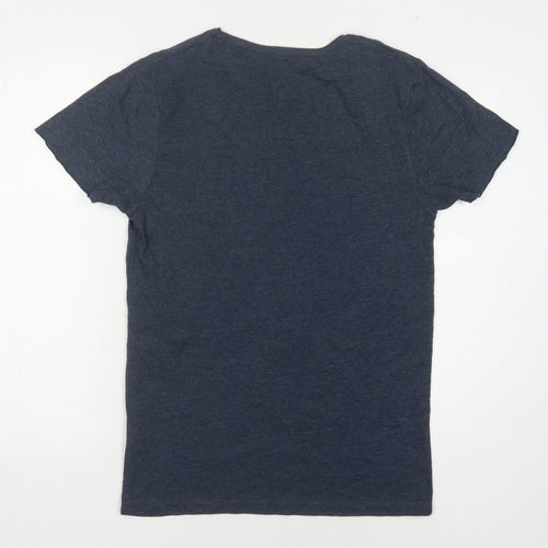 Crafted Men's Blue Graphic Print T-Shirt, Size S