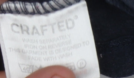 Crafted Men's Blue Graphic Print T-Shirt, Size S