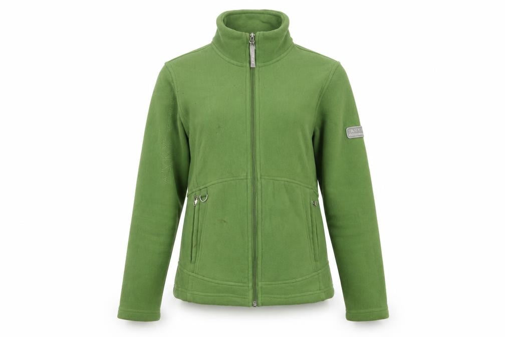 Front view of Anky Women's Green Fleece Jacket, size 12, Zip Closure