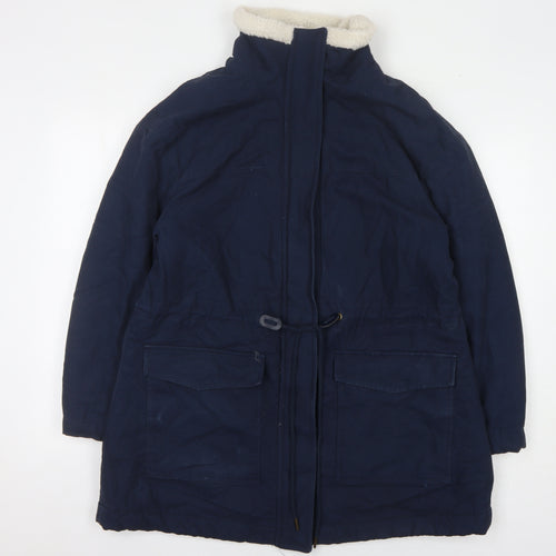 M&S Women's Blue Hooded Parka Coat Size 14