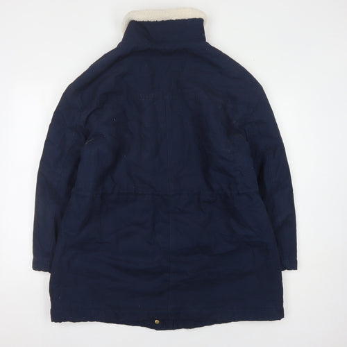 M&S Women's Blue Hooded Parka Coat Size 14