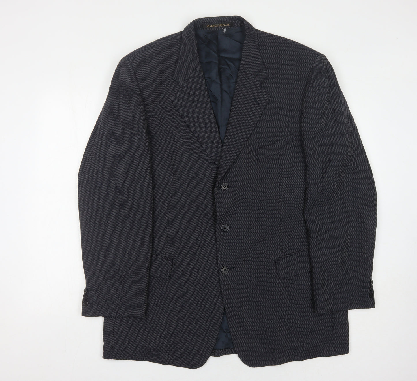 Marks and Spencer Men's Blue Wool Blazer, Size 44R Vintage