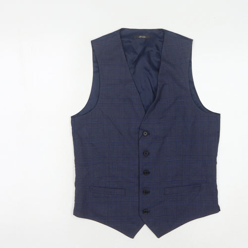 Marks and Spencer Men's Blue Check Waistcoat Size 36R