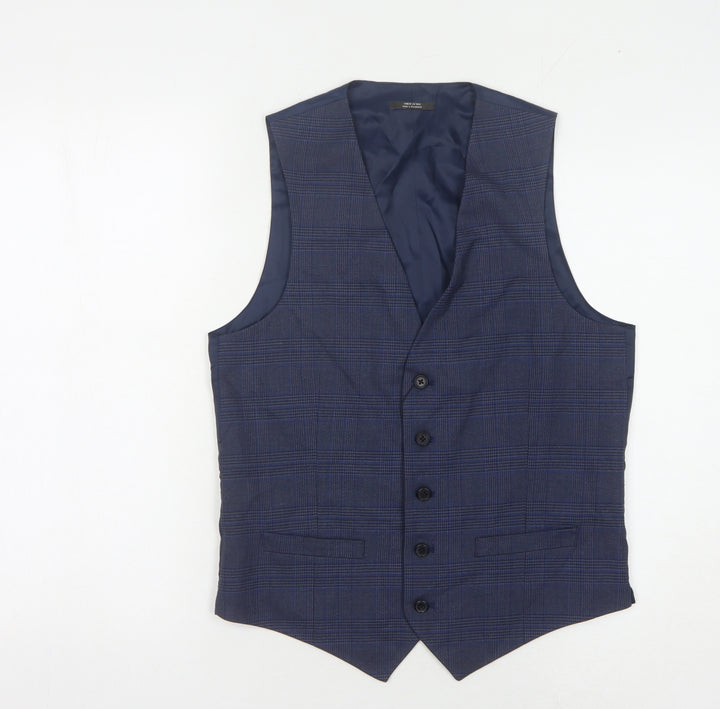 Marks and Spencer Men's Blue Check Waistcoat Size 36R