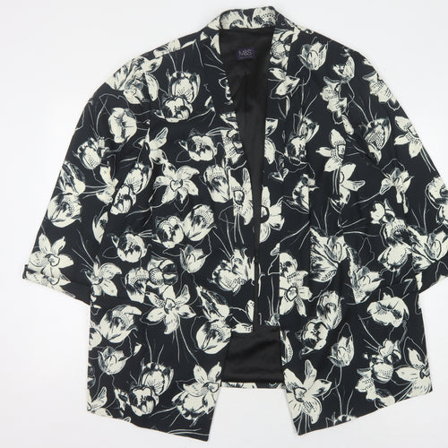 Marks and Spencer Women's Black Floral Blazer Size 26