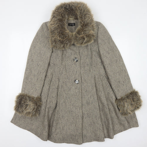 Topshop Women's Grey Mid-Length Overcoat, Size 8