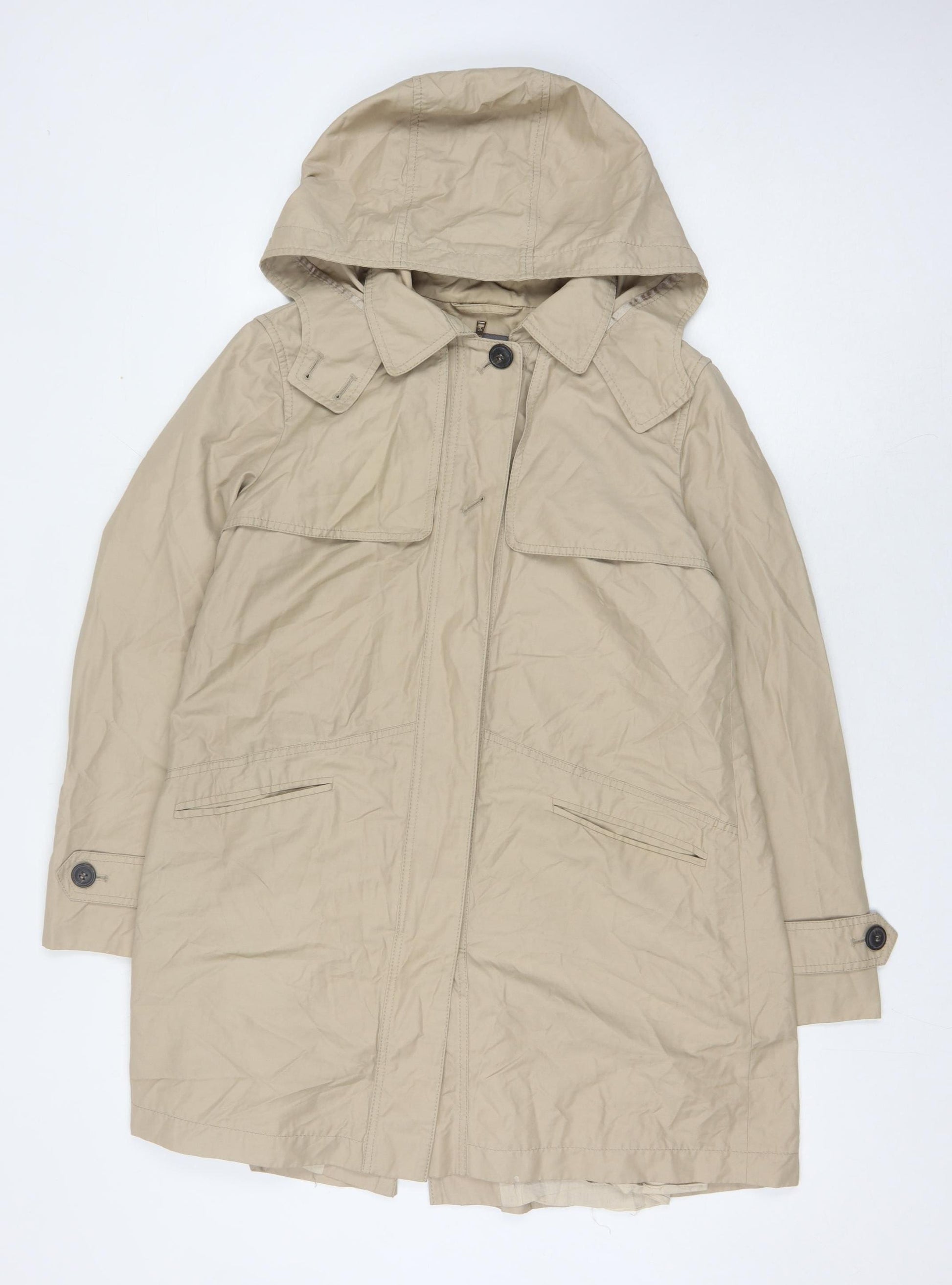 Basler Women's Beige Hooded Rain Coat Size 10 – Preworn