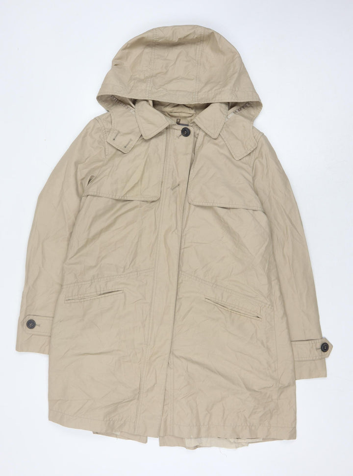 Basler Women's Beige Hooded Rain Coat Size 10