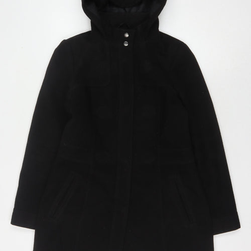 BHS Women's Black Mid-Length Hooded Coat Size 12