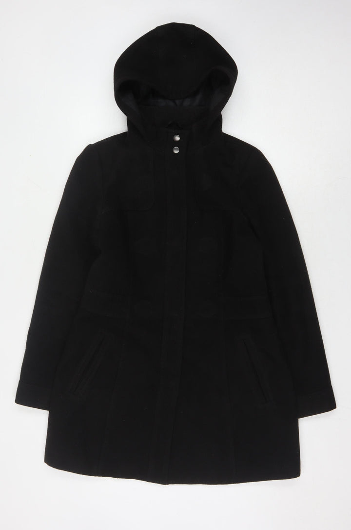 BHS Women's Black Mid-Length Hooded Coat Size 12