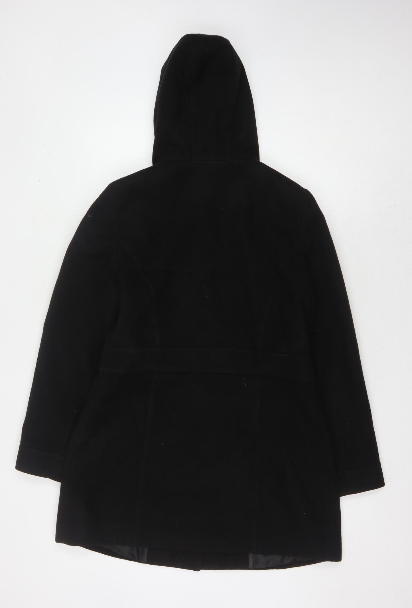 BHS Women's Black Mid-Length Hooded Coat Size 12