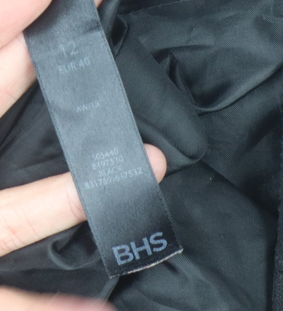BHS Women's Black Mid-Length Hooded Coat Size 12