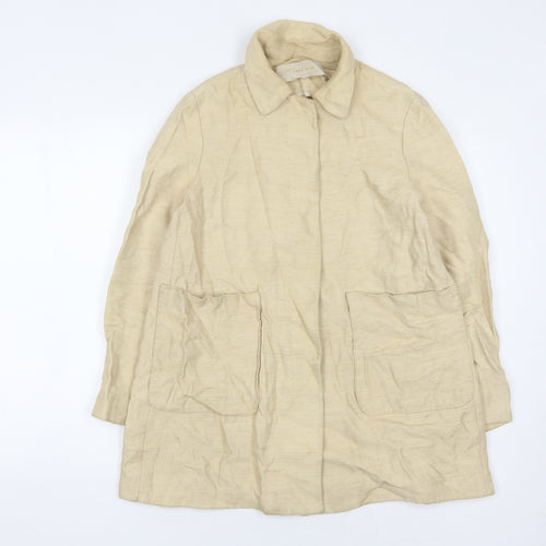 Zara Basic Womens Beige Linen Coat, Size 12