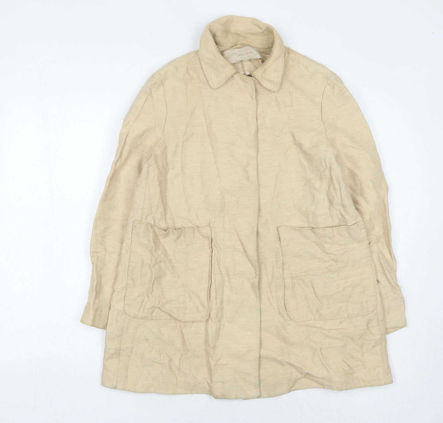 Zara Basic Womens Beige Linen Coat, Size 12
