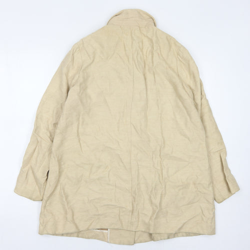 Zara Basic Womens Beige Linen Coat, Size 12