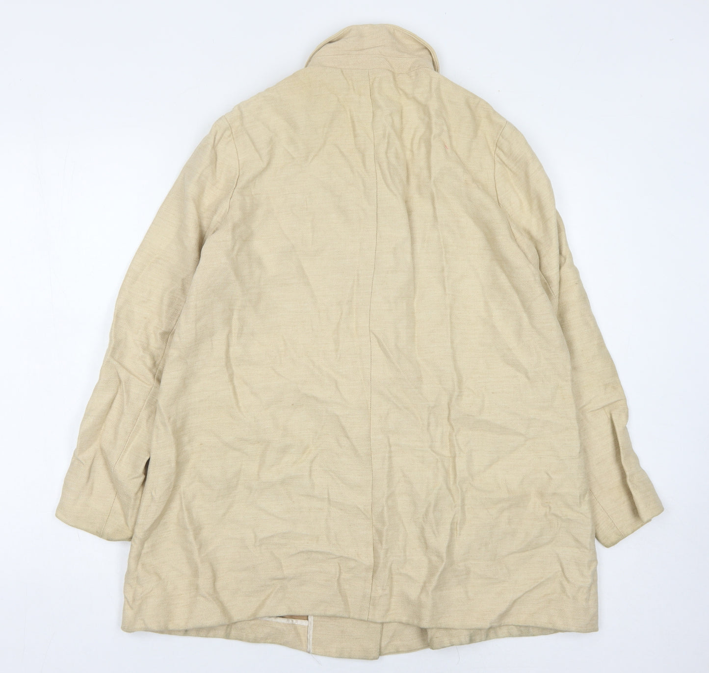 Zara Basic Womens Beige Linen Coat, Size 12