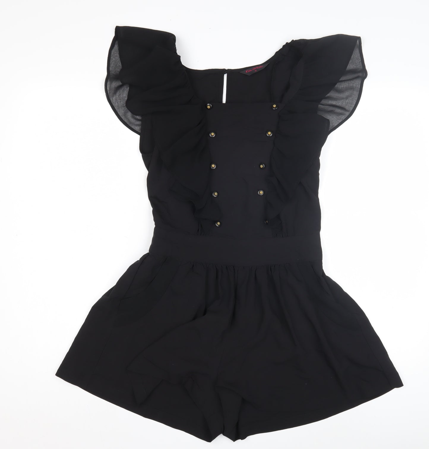 Miss Selfridge Black Women's Ruffle Playsuit Size 10
