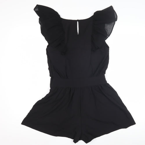Miss Selfridge Black Women's Ruffle Playsuit Size 10