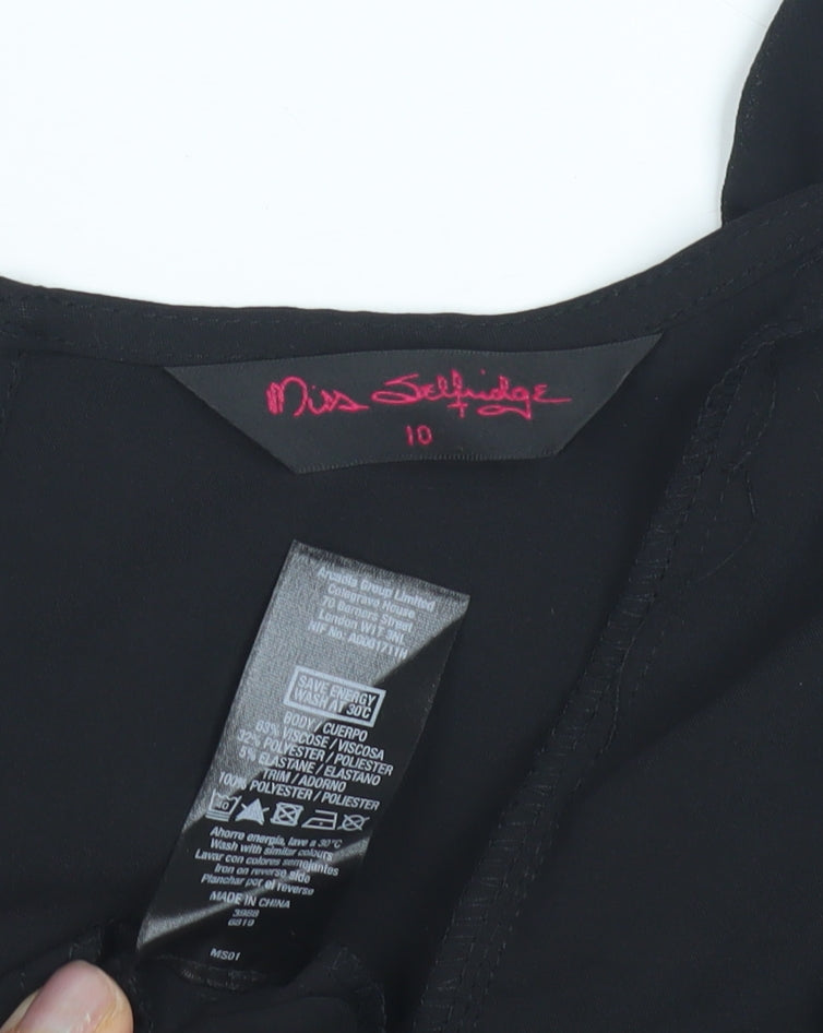 Miss Selfridge Black Women's Ruffle Playsuit Size 10