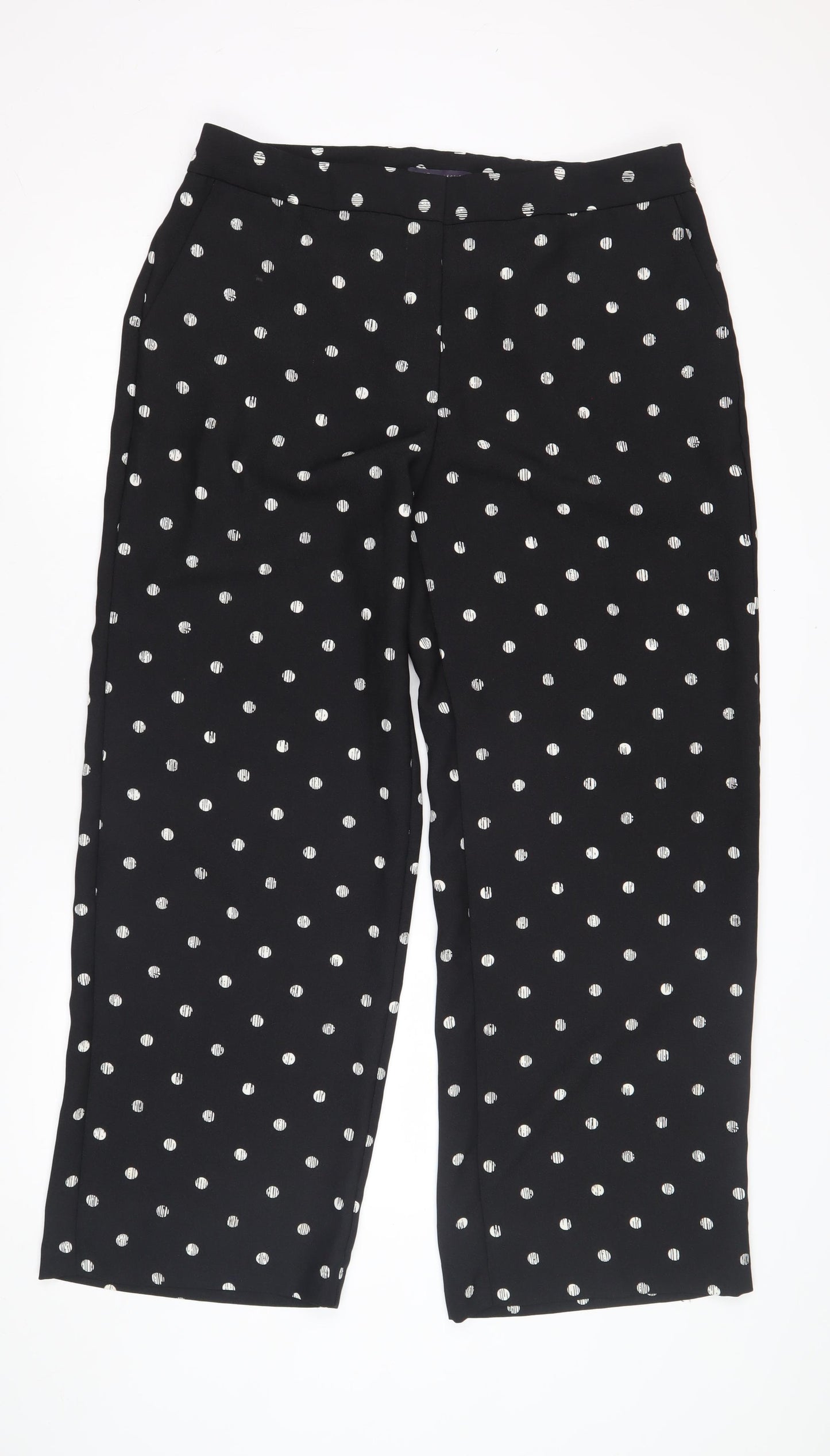 Marks and Spencer Women's Black Polka Dot Trousers - Size 16