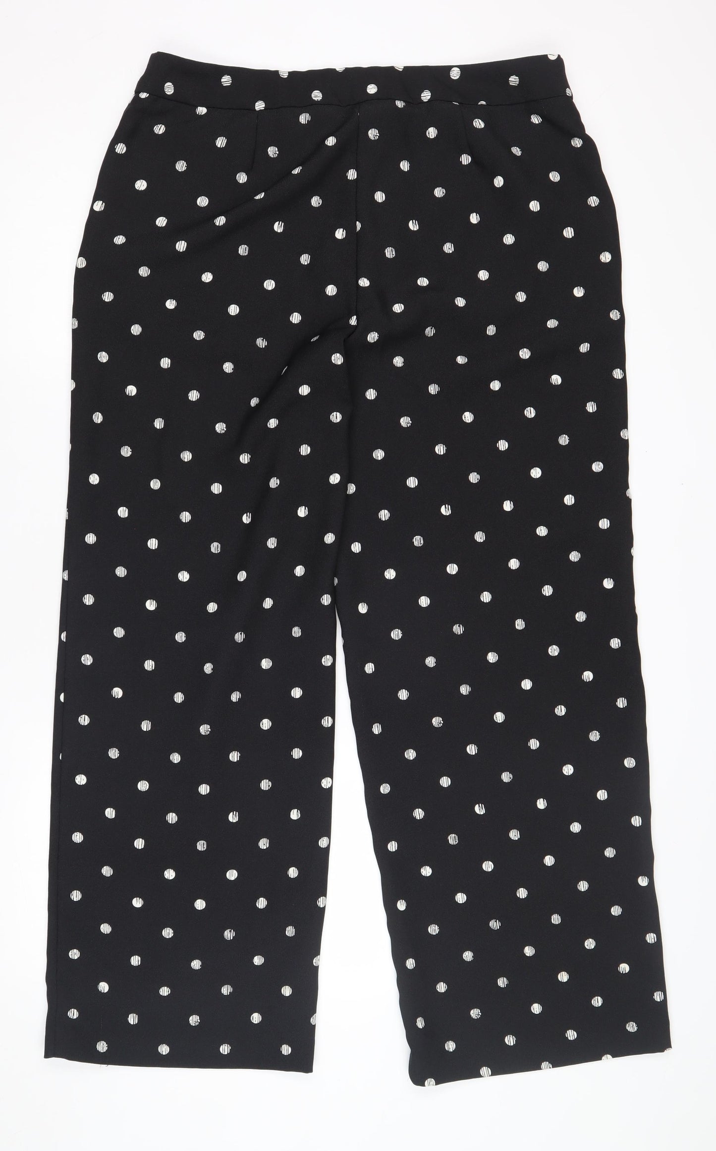 Marks and Spencer Women's Black Polka Dot Trousers - Size 16