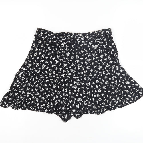 Zara Womens Black Floral Print Casual Shorts