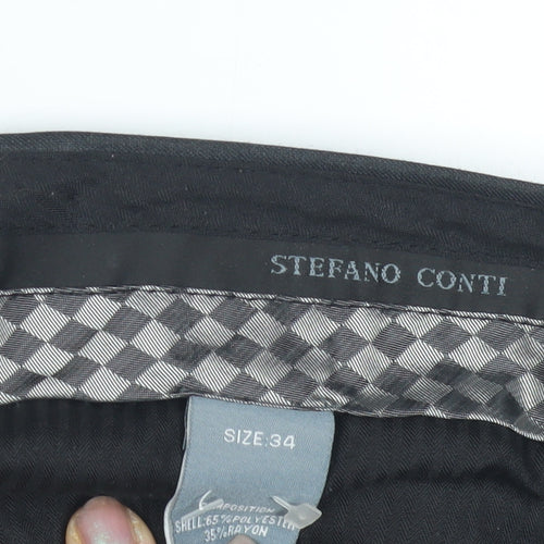 Stefano Conti Men's Black Suit Trousers Size 34