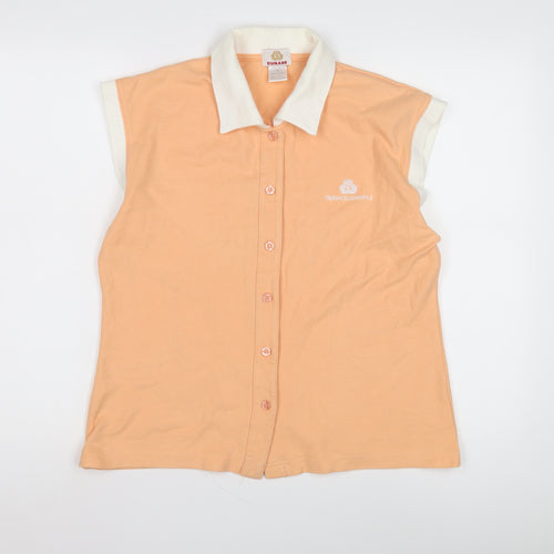 Cunard Women's XL Orange Sleeveless Button-Up Top